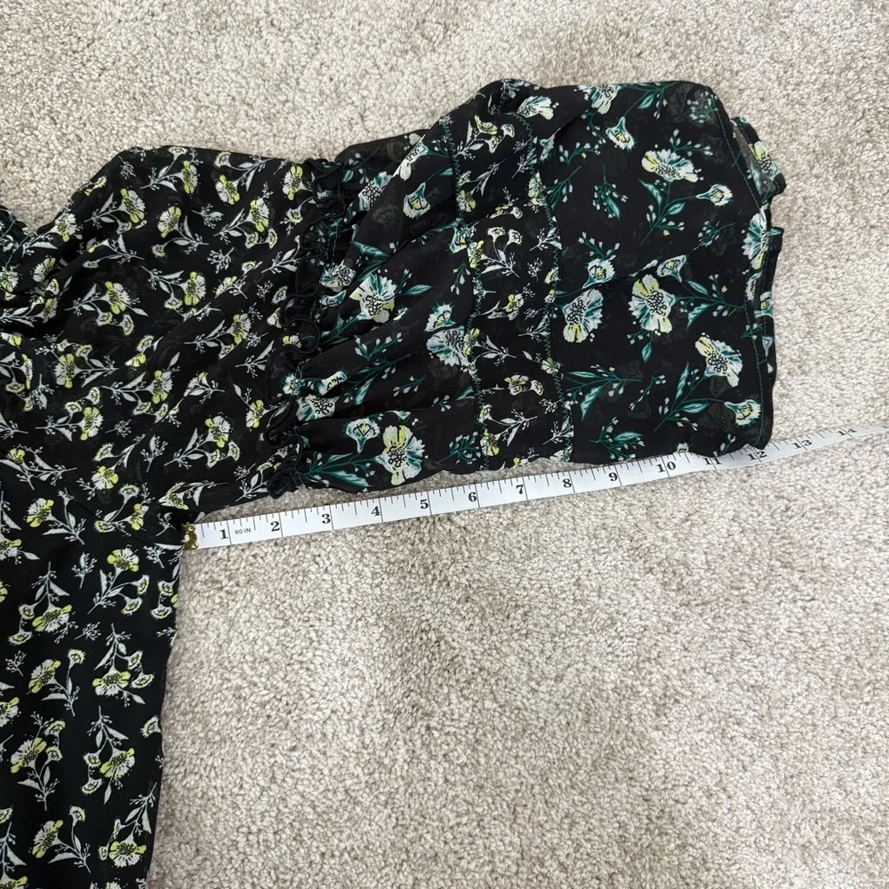 Free People‎ Black Floral Off the Shoulder Blouse Size M Medium